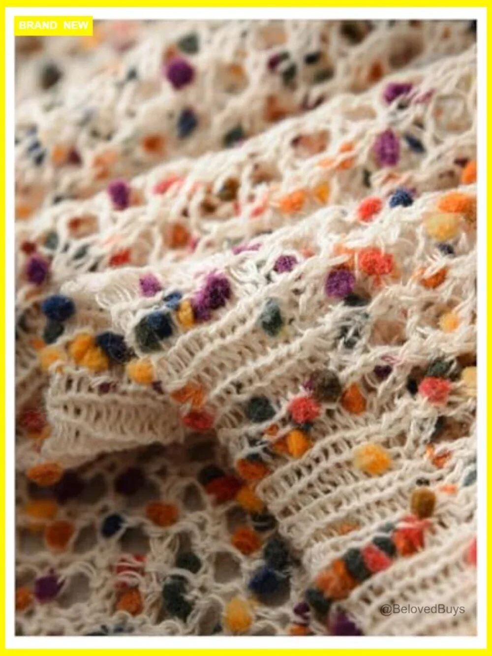 Plus Size Boho Crochet Crop Sweater Bell Sleeve Boat Neck Pullover - Picture 4 of 5